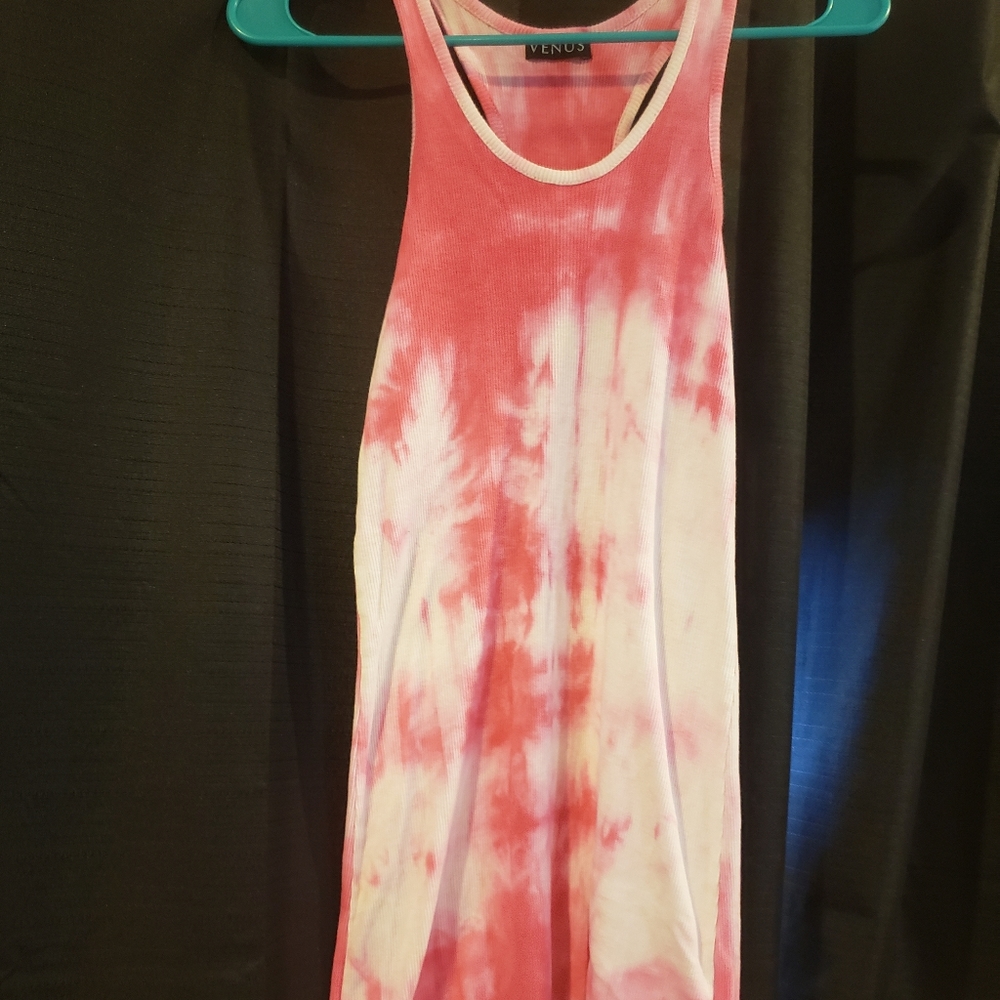 Pink tyed died tank mini dress